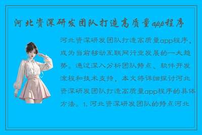 河北資深研發團隊打造高質量app程序